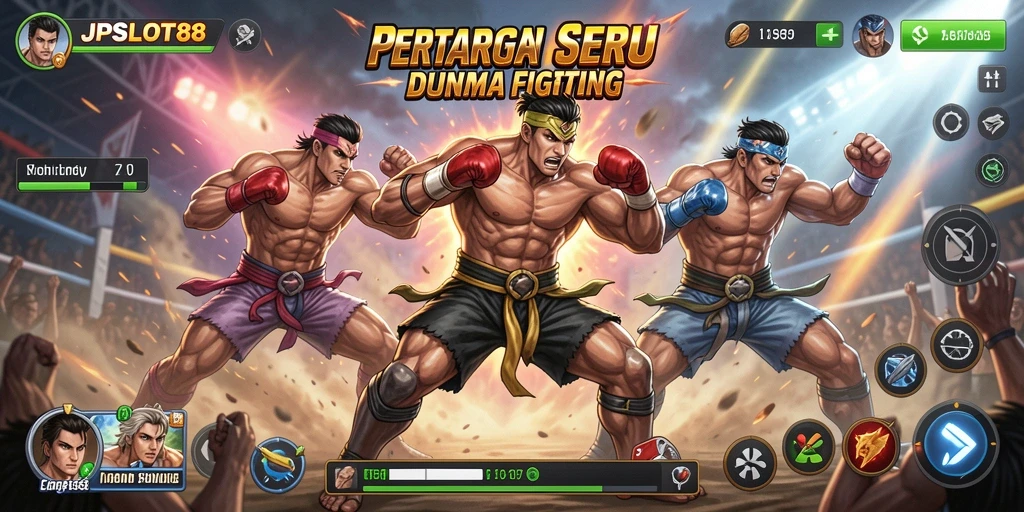 Screenshot JPSLOT88 menunjukkan pertarungan seru antar karakter.
