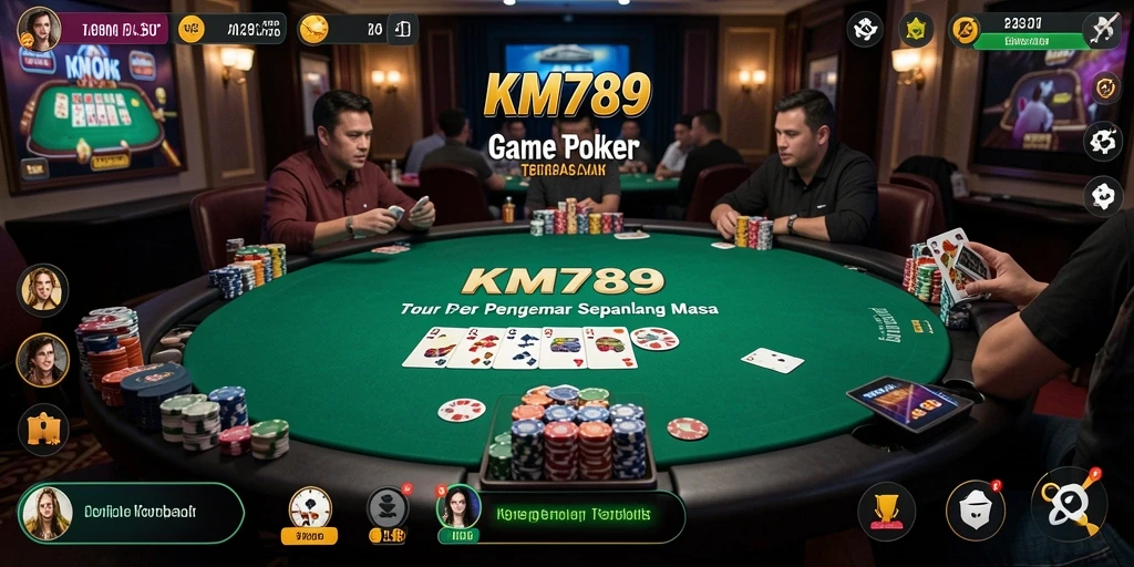 Screenshot gameplay KM789 menunjukkan pengalaman bermain Poker yang seru dan menegangkan.