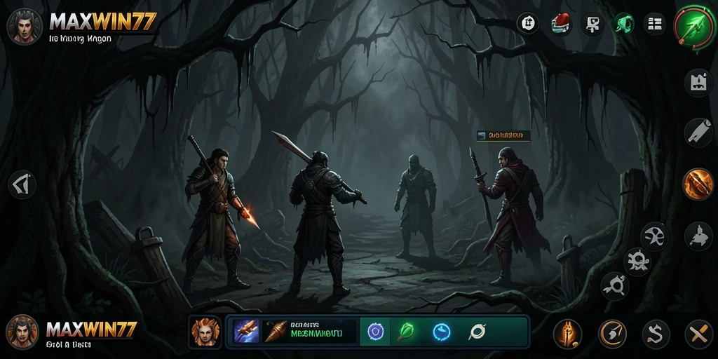 Tampilan gameplay menyeramkan dari MAXWIN77, penuh ketegangan dan kegelapan.