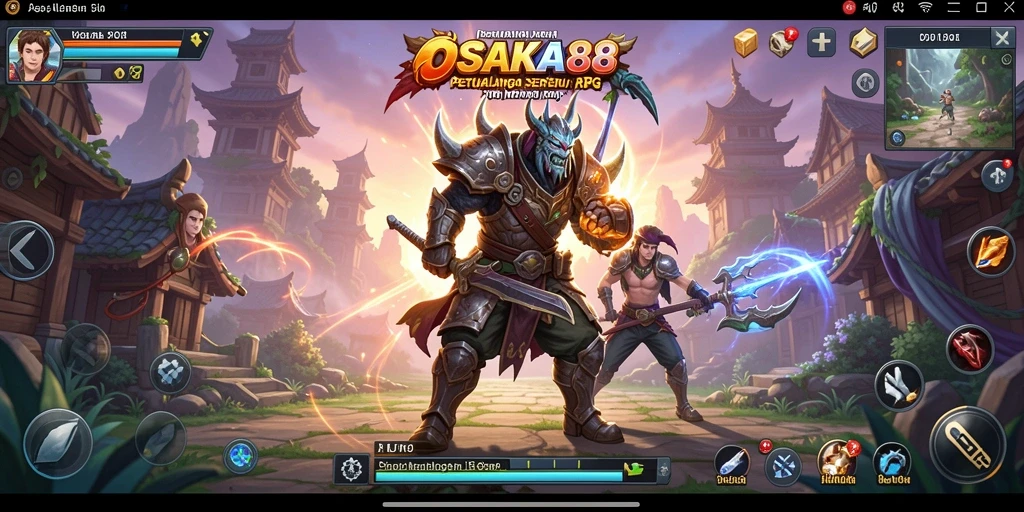 Screenshot utama OSAKA88 menampilkan aksi pertarungan yang seru dalam RPG.