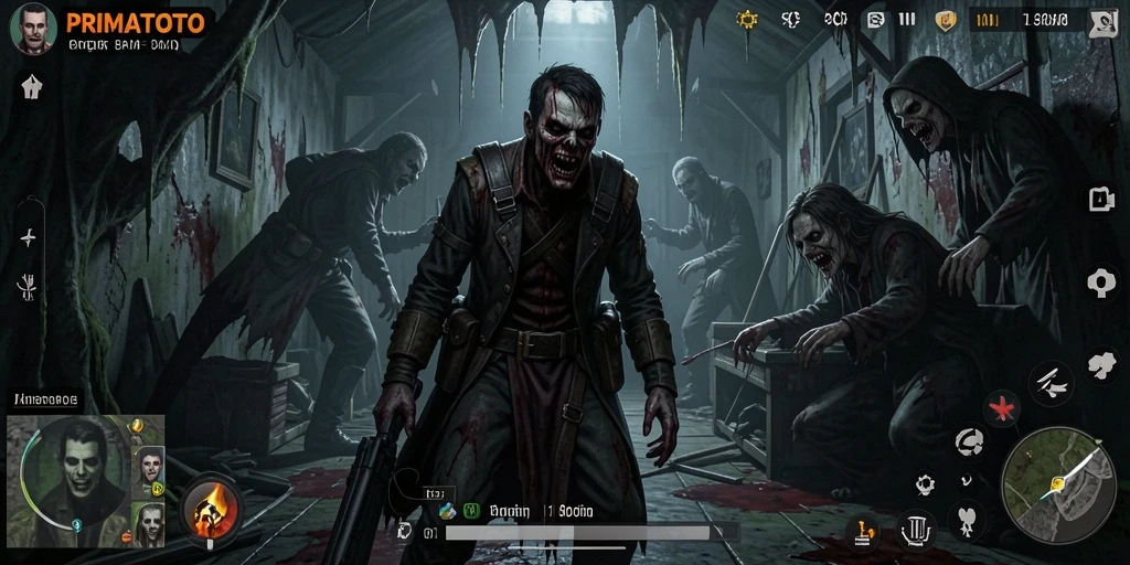 Tangkapan layar menampilkan suasana mencekam dalam gameplay PRIMATOTO.