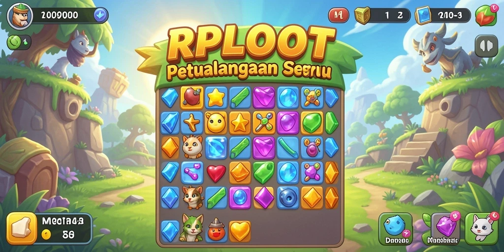 Tampilan gameplay menarik di RPLOOT dengan elemen Match-3 yang seru.