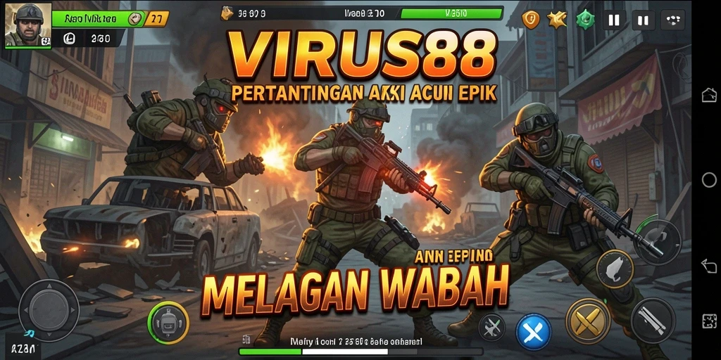 Tampilan gameplay seru dalam VIRUS88 dengan aksi melawan virus.